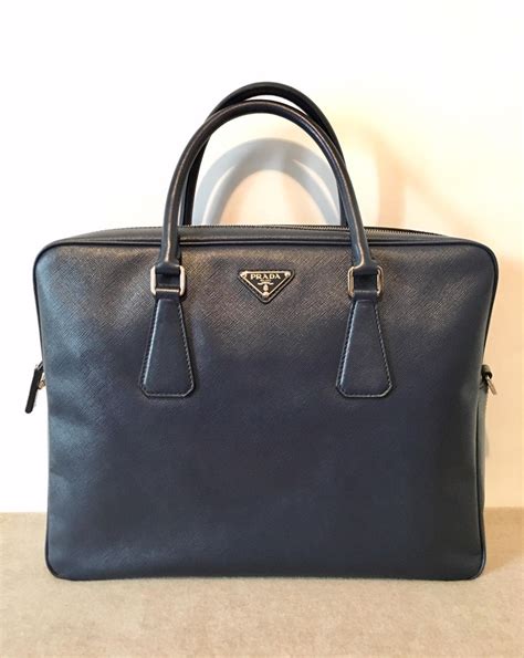 prada saffiano leather briefcase blue|Prada saffiano leather briefcase.